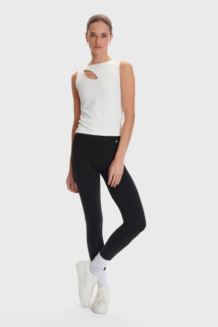 Cut-out sleeveless blouse - Cream